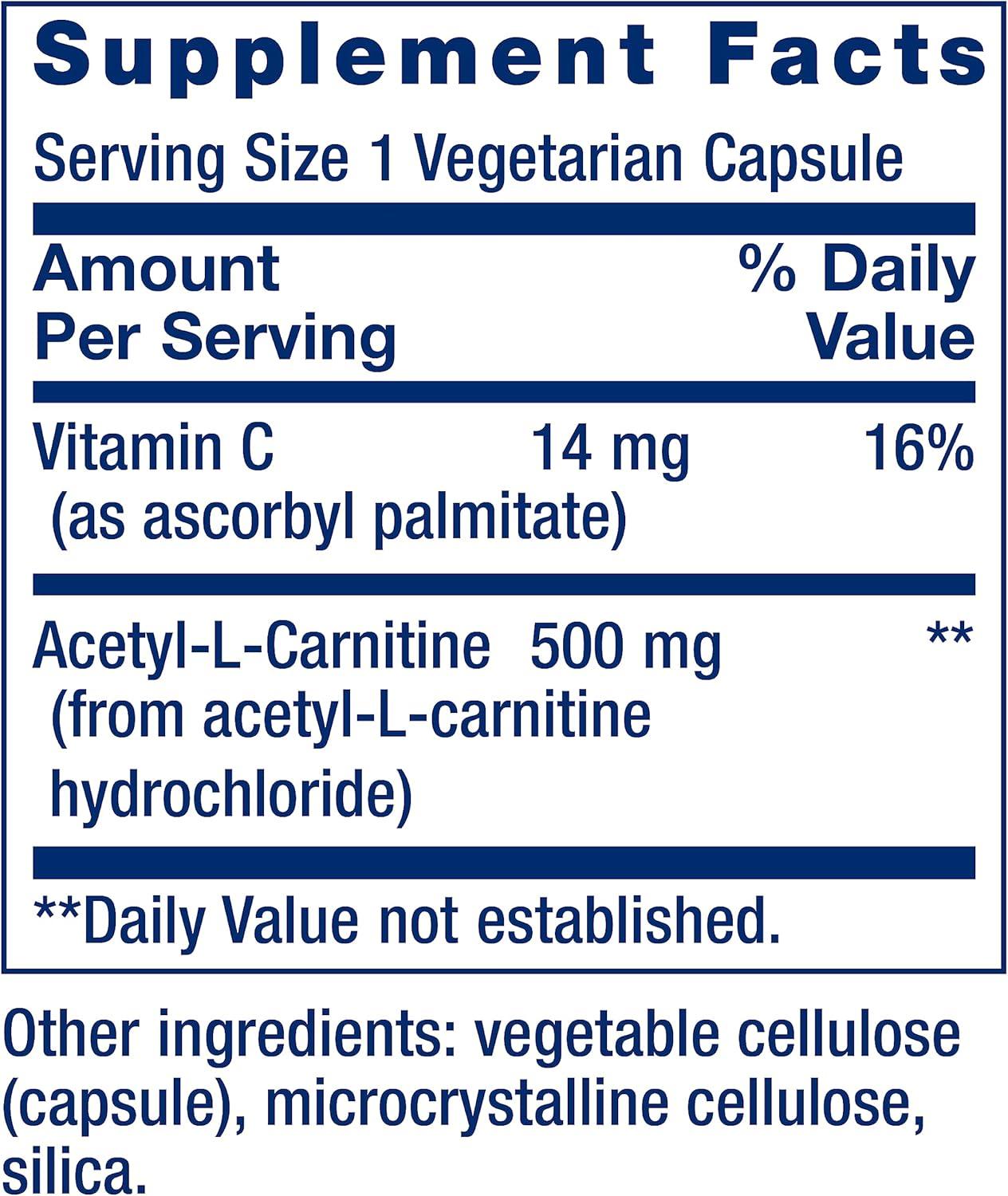 image:imageLife Extension AcetylLCarnitine AcetylLCarnitine Vitamin C Brain Mood amp Nerve Health Cellular Energy 3Month Supply GlutenFree NonGMO Vegetarian 100 Capsulessupply