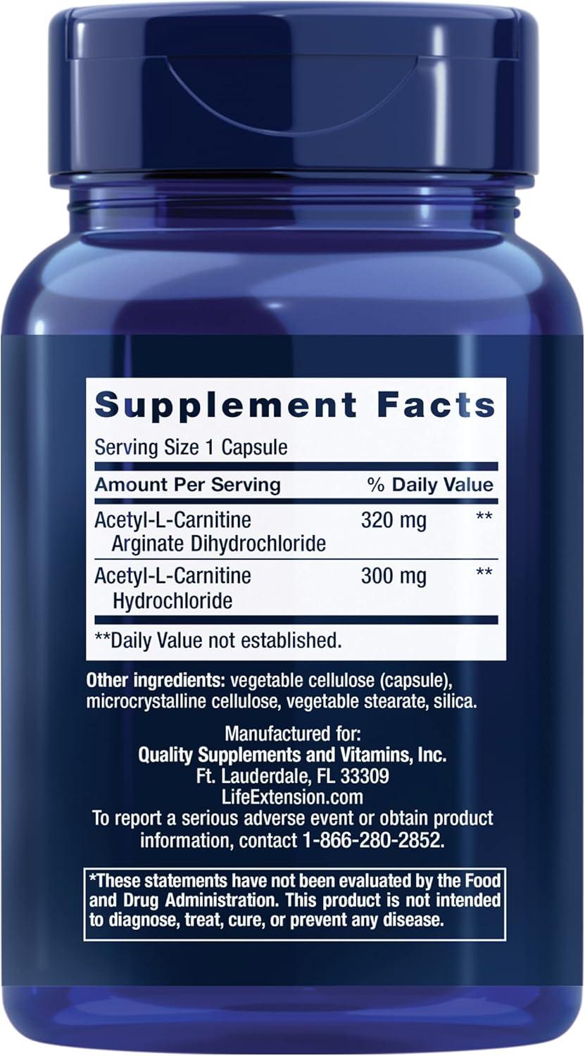 image:imageLife Extension AcetylLCarnitine Arginate Advanced Brain amp Nerve Health Cellular Energy Support GlutenFree NonGMO 90 Capsules