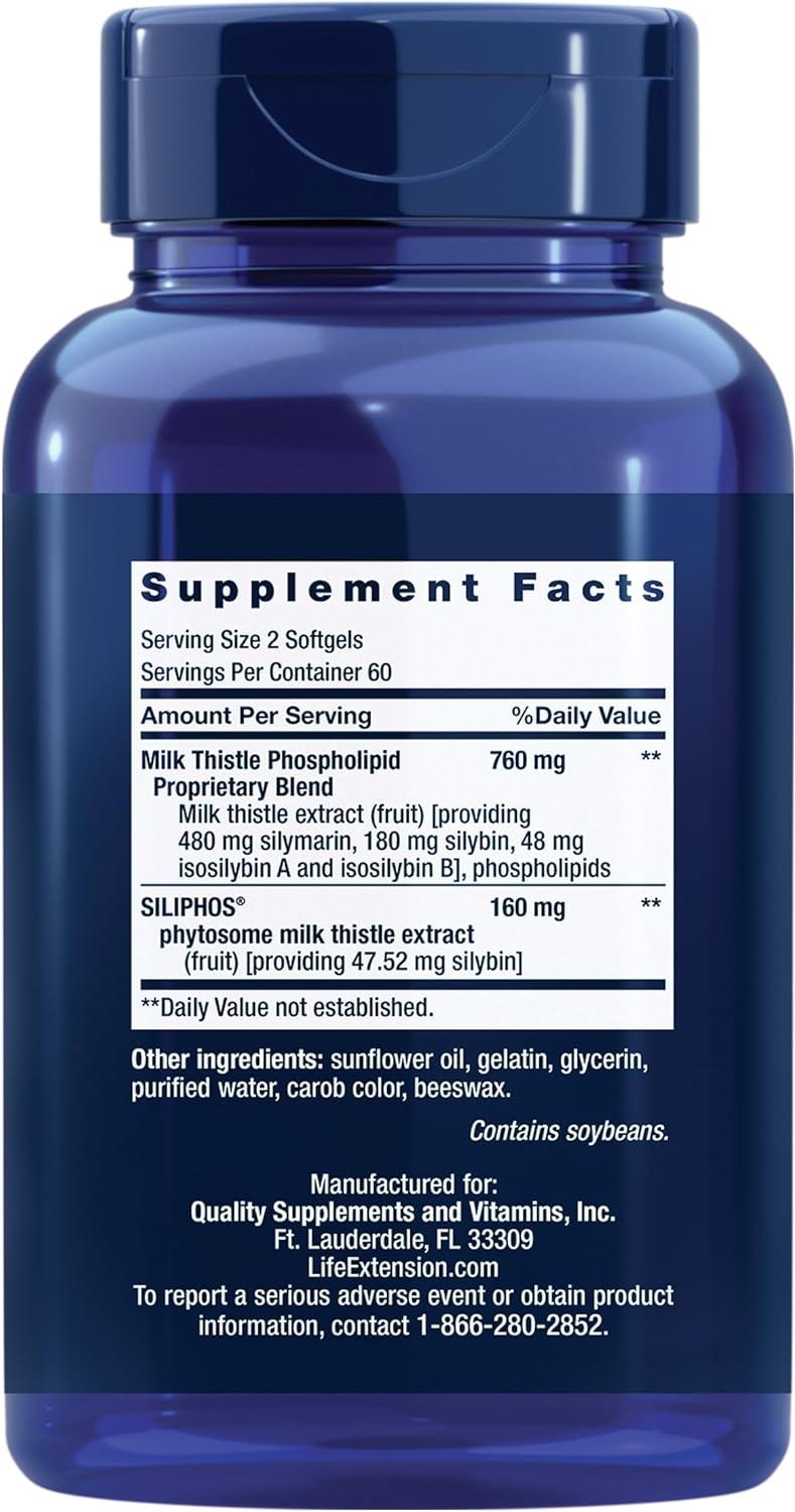 image:imageLife Extension Advanced Milk Thistle Liver Health Supplement Liver Detox Cell Division silymarin silybin bioavailable Gluten Free NonGMO 120 softgels120 Count Pack of 1