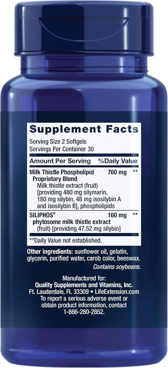 image:imageLife Extension Advanced Milk Thistle silymarin silybin phospholipids Promotes Healthy Liver Function GlutenFree NonGMO 60 softgels
