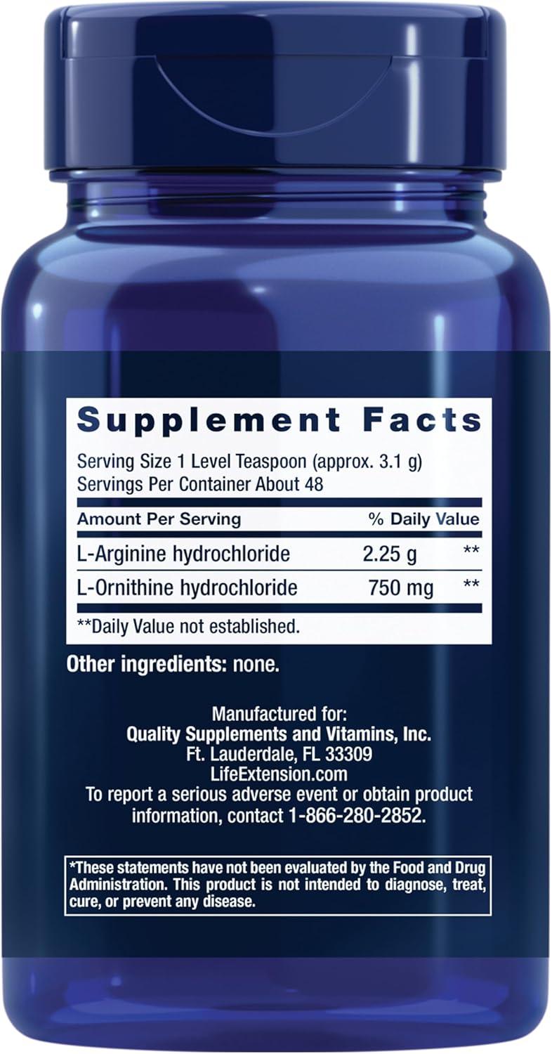 image:imageLife Extension Arginine Ornithine Powder Promotes Muscle Health amp Recovery Gluten Free NonGMO net Weight 150 Grams