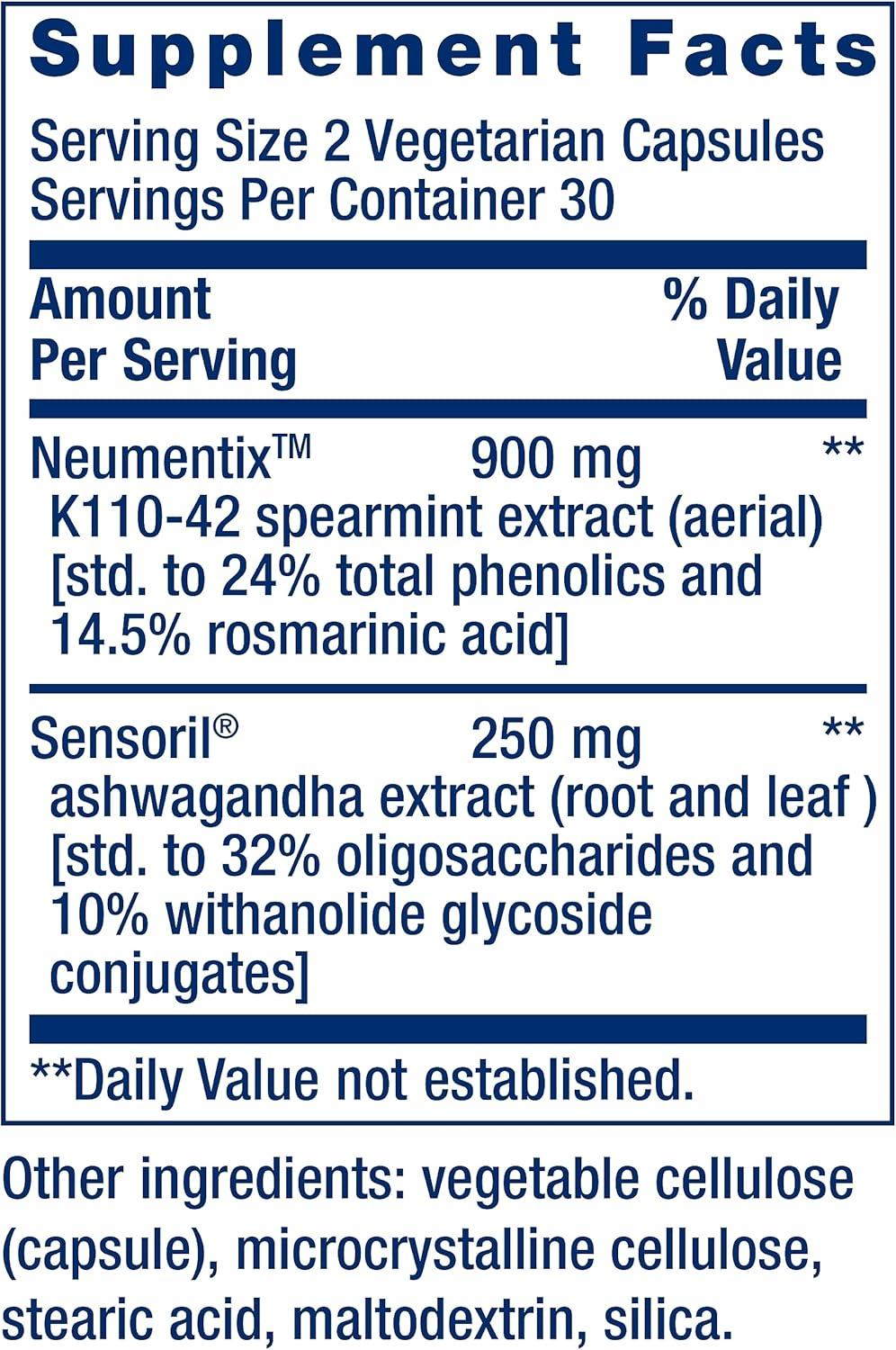 image:imageLife Extension Ashwagandha Plus Calm amp Focus ashwagandha Extract Spearmint Extract Focus Attention Relaxation Advanced Formula 60 Vegetarian Capsules