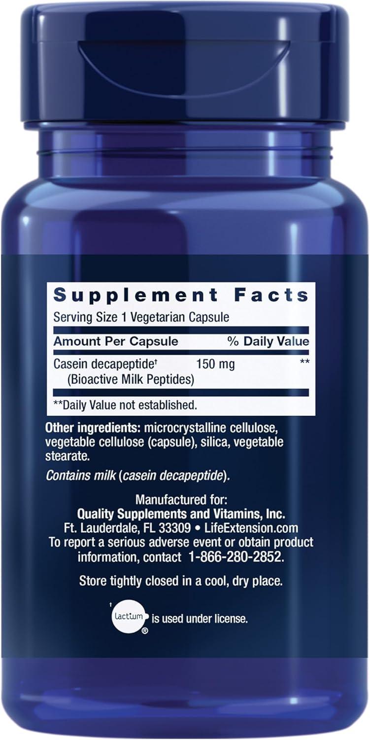image:imageLife Extension Bioactive Milk Peptides Promotes Relaxation amp Healthy Sleep GlutenFree NonGMO 30 Vegetarian Capsules Pack of 2Unflavored