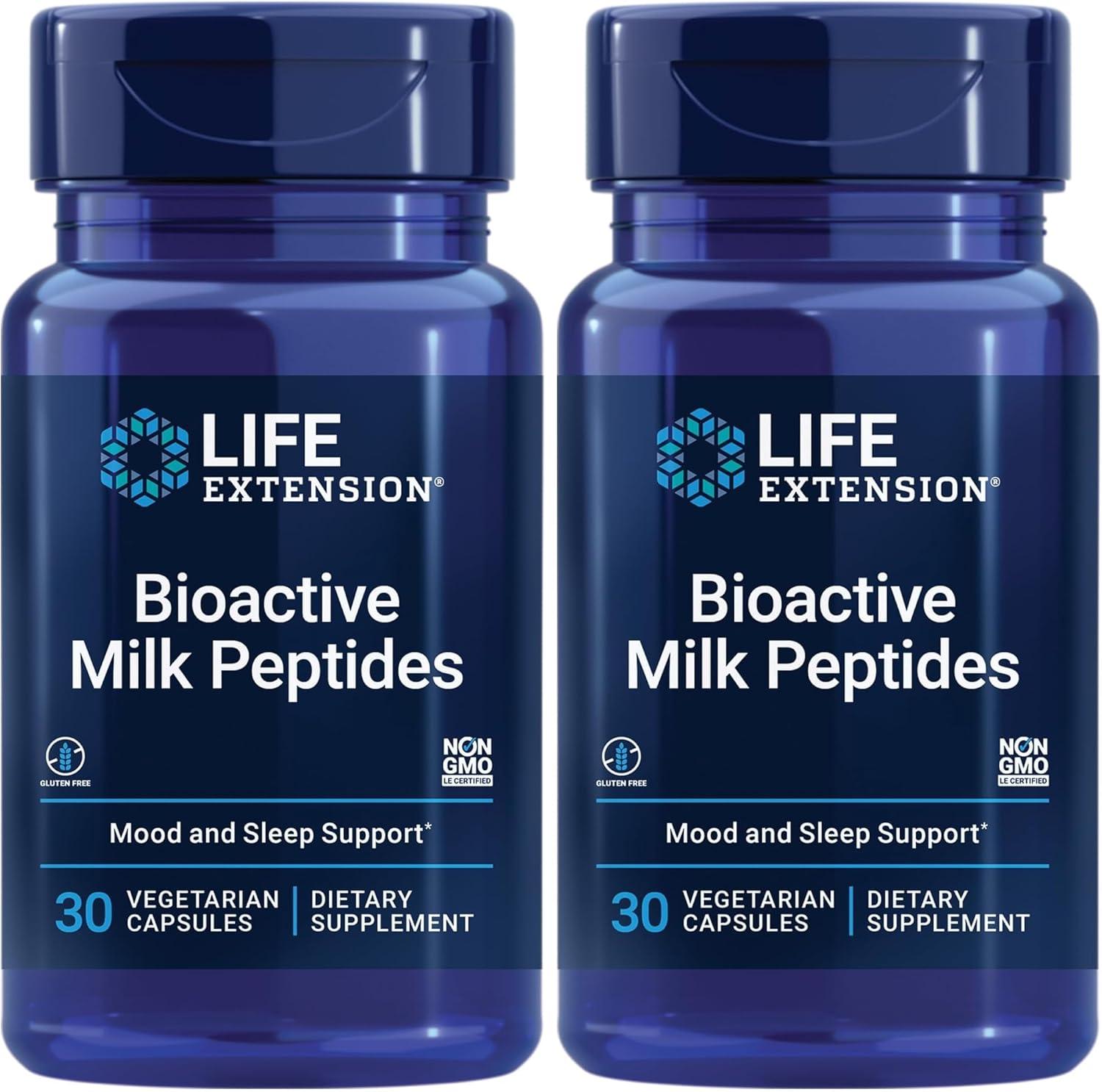 image:imageLife Extension Bioactive Milk Peptides Promotes Relaxation amp Healthy Sleep GlutenFree NonGMO 30 Vegetarian Capsules Pack of 2Unflavored