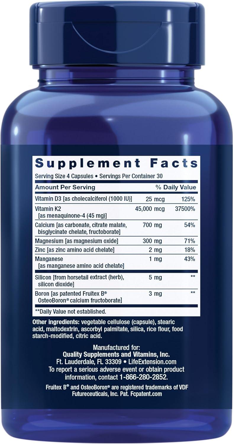 image:imageLife Extension Bone Restore Elite Calcium Supplement with Super Potent K2 Calcium Vitamin D3 Magnesium Boron zinc Vitamin K2 for Bone Health GlutenFree NonGMO 120 Capsules