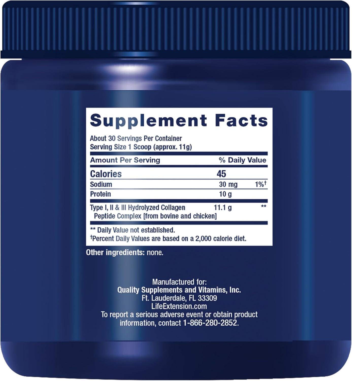 image:imageLife Extension Collagen Peptides for Skin amp Joints Collagen Types I II amp III in an EasyMix Powder Gluten Free NonGMO net Weight 343 Grams