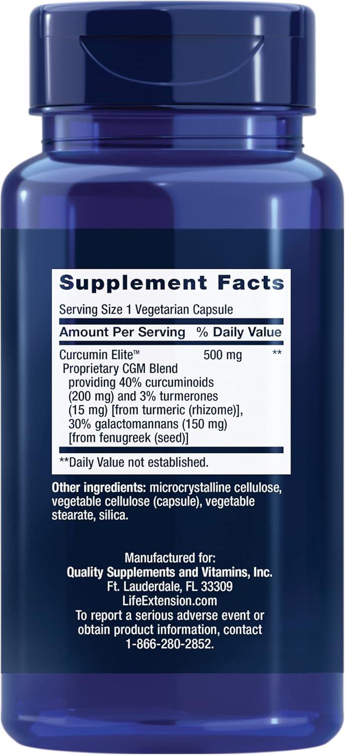 image:imageLife Extension Curcumin Elite Turmeric Extract 500 mg curcuminoids turmerones Fenugreek Inflammation Health Support Heart amp Immune Support GlutenFree NonGMO Vegetarian 30 CapsulesWith Elite CurcuminCGM