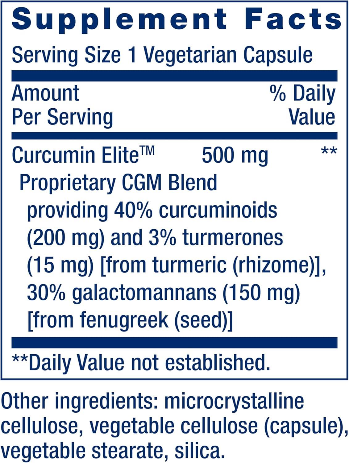 image:imageLife Extension Curcumin Elite Turmeric Extract 500 mg curcuminoids turmerones Fenugreek Inflammation Health Support Heart amp Immune Support GlutenFree NonGMO Vegetarian 30 CapsulesWith Elite CurcuminCGM
