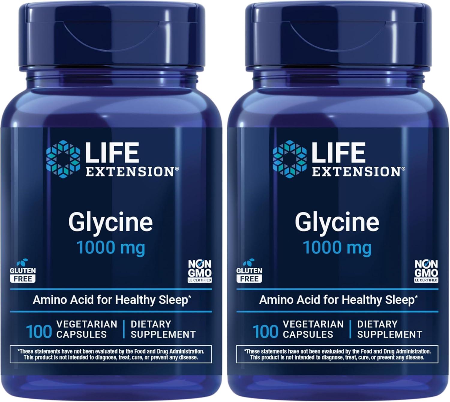 image:imageLife Extension Glycine 1000 mg Amino Acid That Promotes Healthy Sleep GlutenFree NonGMO Vegetarian 100 CapsulesGlycine