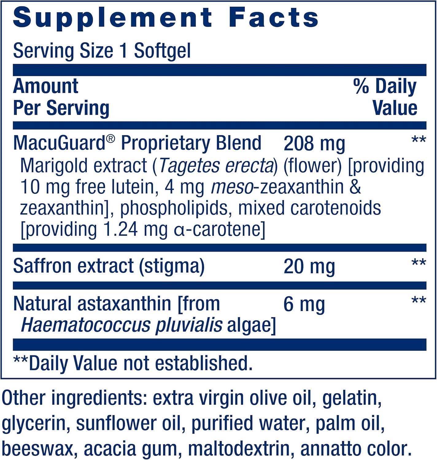 image:imageLife Extension MacuGuard Ocular Support with Saffron amp Astaxanthin Eye Health Supplement for Healthy Vision with Lutein zeaxanthin Mesozeaxanthin GlutenFree NonGMO 60 softgels60 Count Pack of 2