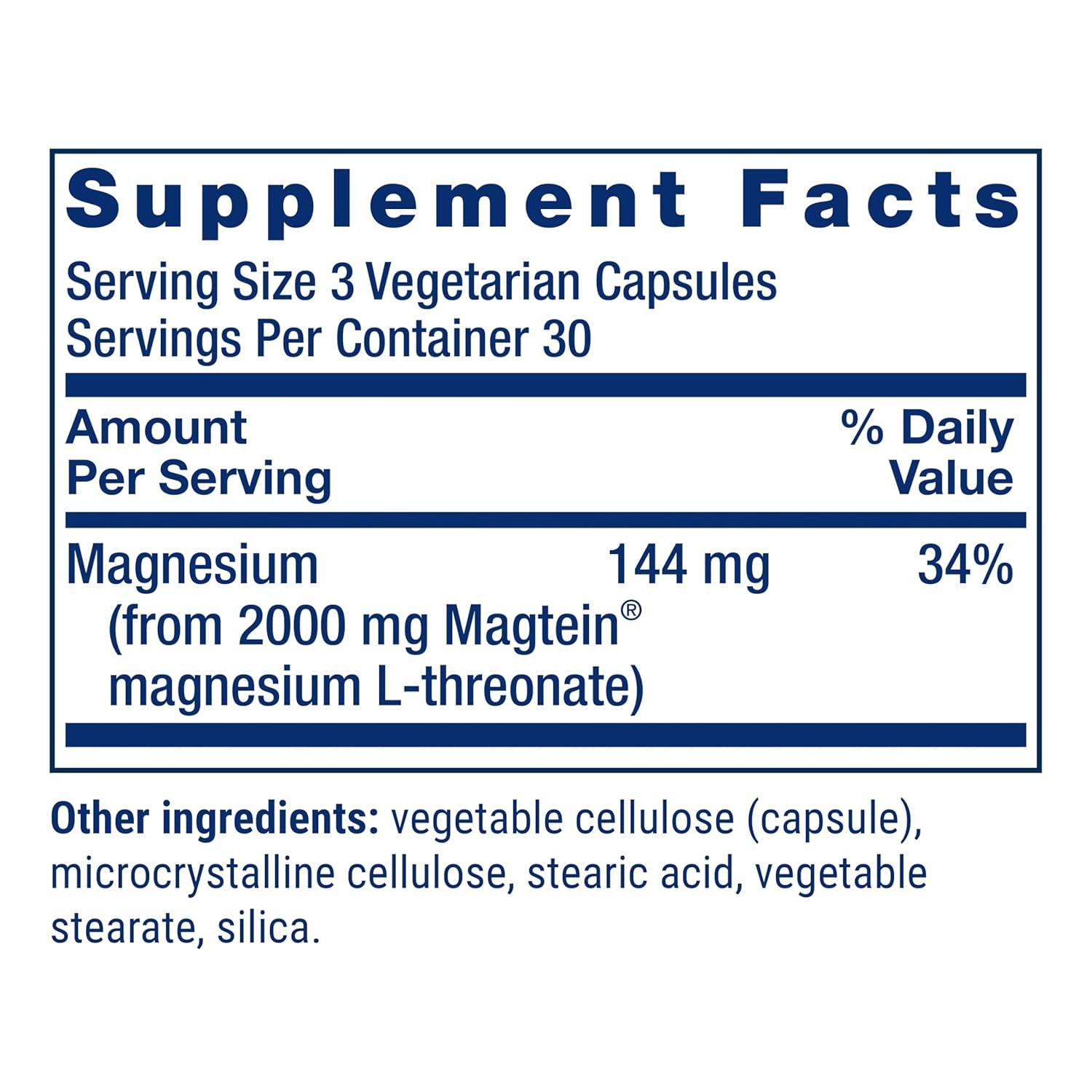 image:imageLife Extension NeuroMag Magnesium LThreonate Memory Health Quick Thinking Cognitive Health Support Vegetarian NonGMO 90 Vegetarian Capsules 144 mg from 2000 mg Magtein magnesium Lthreonate90 Count Pack of 1