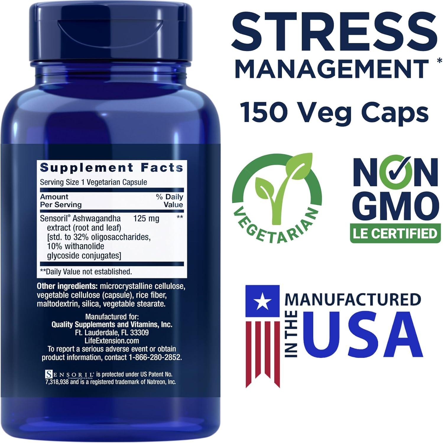 image:imageLife Extension Optimized Ashwagandha 150 Veg Caps NonGMO Gluten Free Vegetarian Capsules150 Count Pack of 2