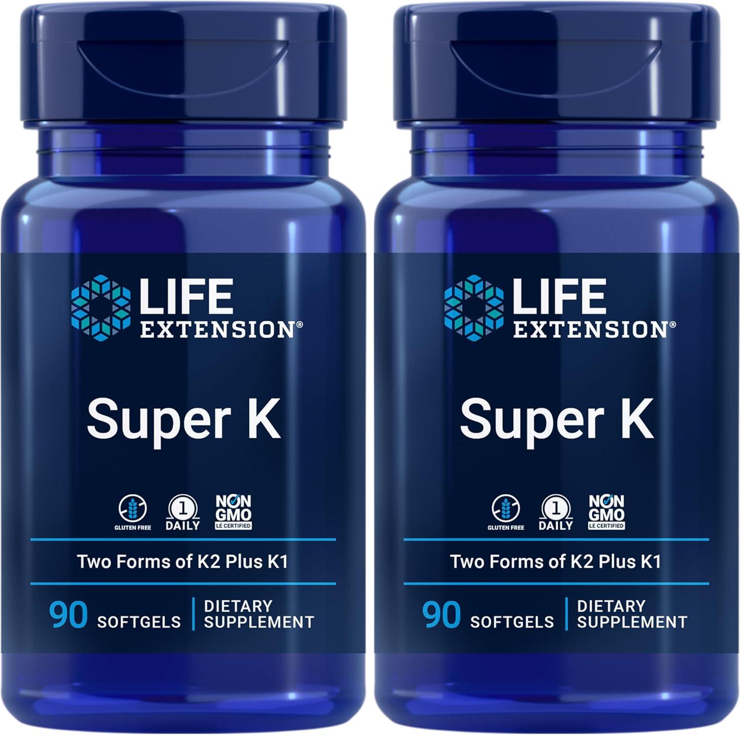 image:imageLife Extension Super K Vitamin K Supplement 2000 Mcg Vitamin K and 1180 Mcg Vitamin K2 Heart Health OnceDaily 90 SoftgelsUnflavored