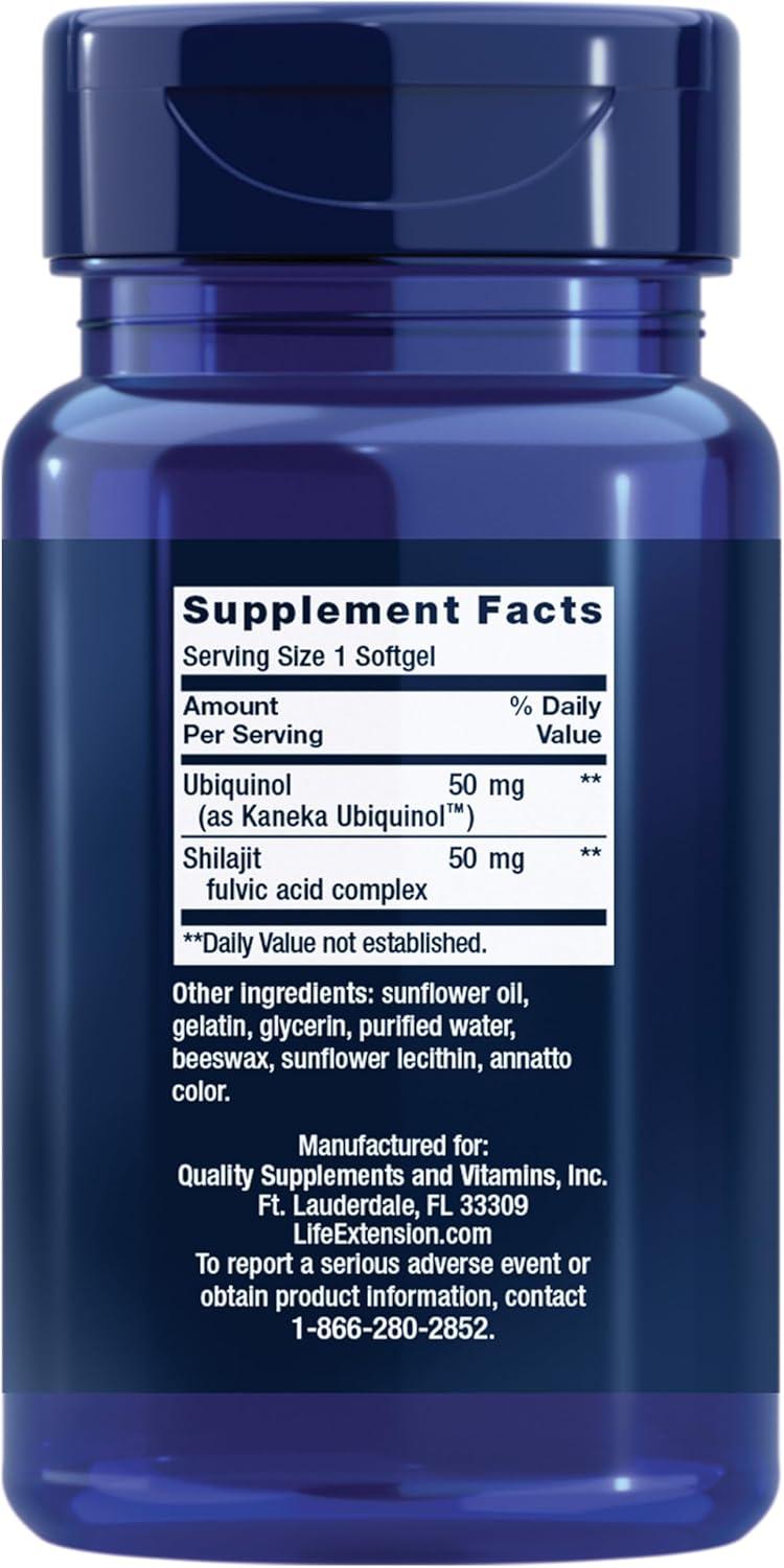 image:imageLife Extension Super Ubiquinol CoQ10 with Enhanced Mitochondrial Support Potent Heart Health amp Cellular Energy Production Support Ultraabsorbable GlutenFree NonGMO 100 mg 60 softgels50 mg