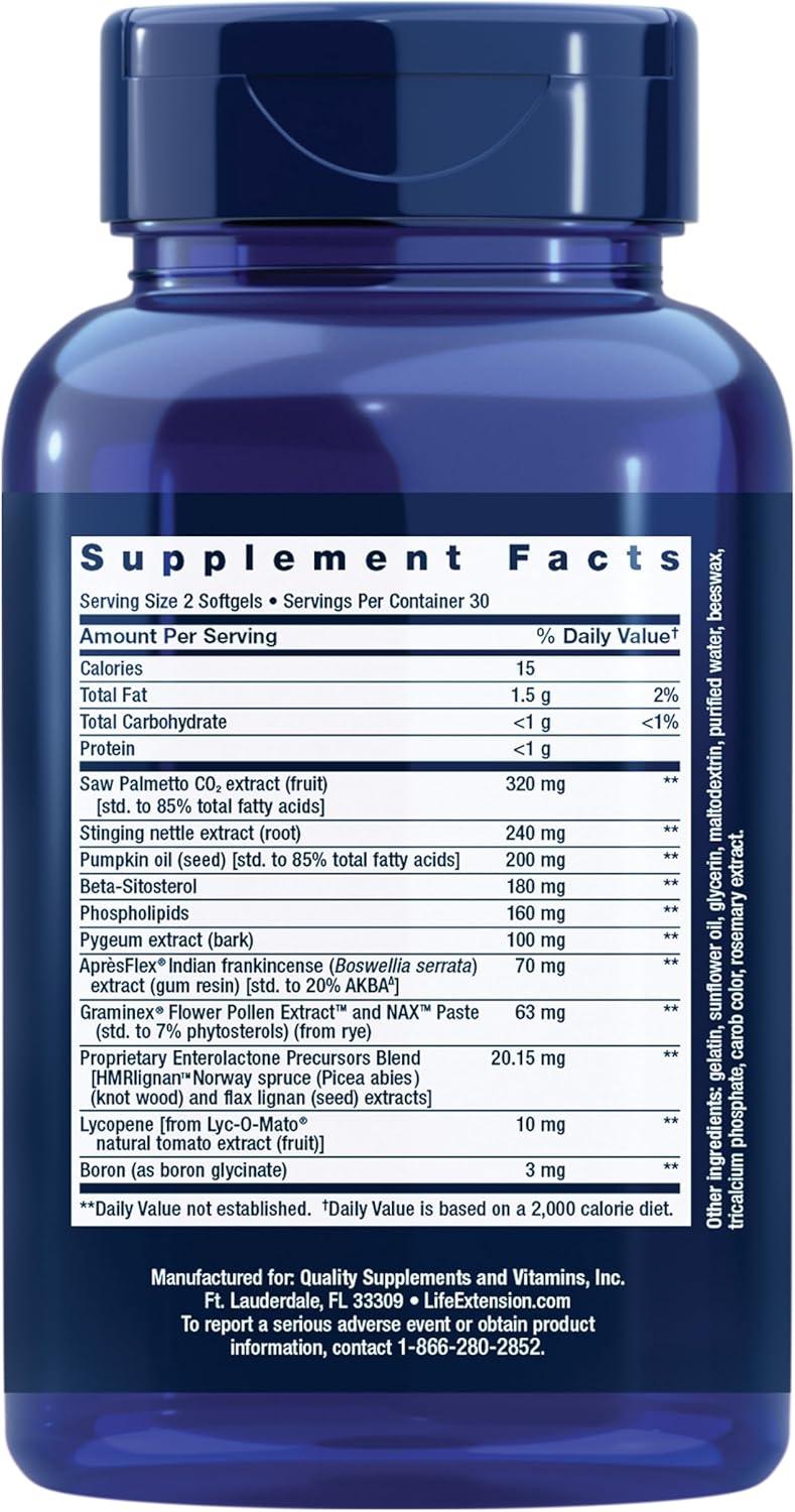 image:imageLife Extension Ultra Prostate Formula Saw Palmetto for Men pygeum stinging Nettle Root lycopene Prostate Health Urination Flow PSA NonGMO GlutenFree 60 softgelsNutritional Supplement
