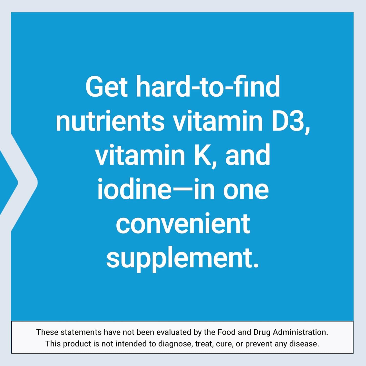 image:imageLife Extension Vitamins D and K with SeaIodine Vitamin D3 Vitamin K1 and K2 Iodine Supports Immune Bone arterial and Thyroid Health NonGMO GlutenFree 60 Capsules60 Count Pack of 1