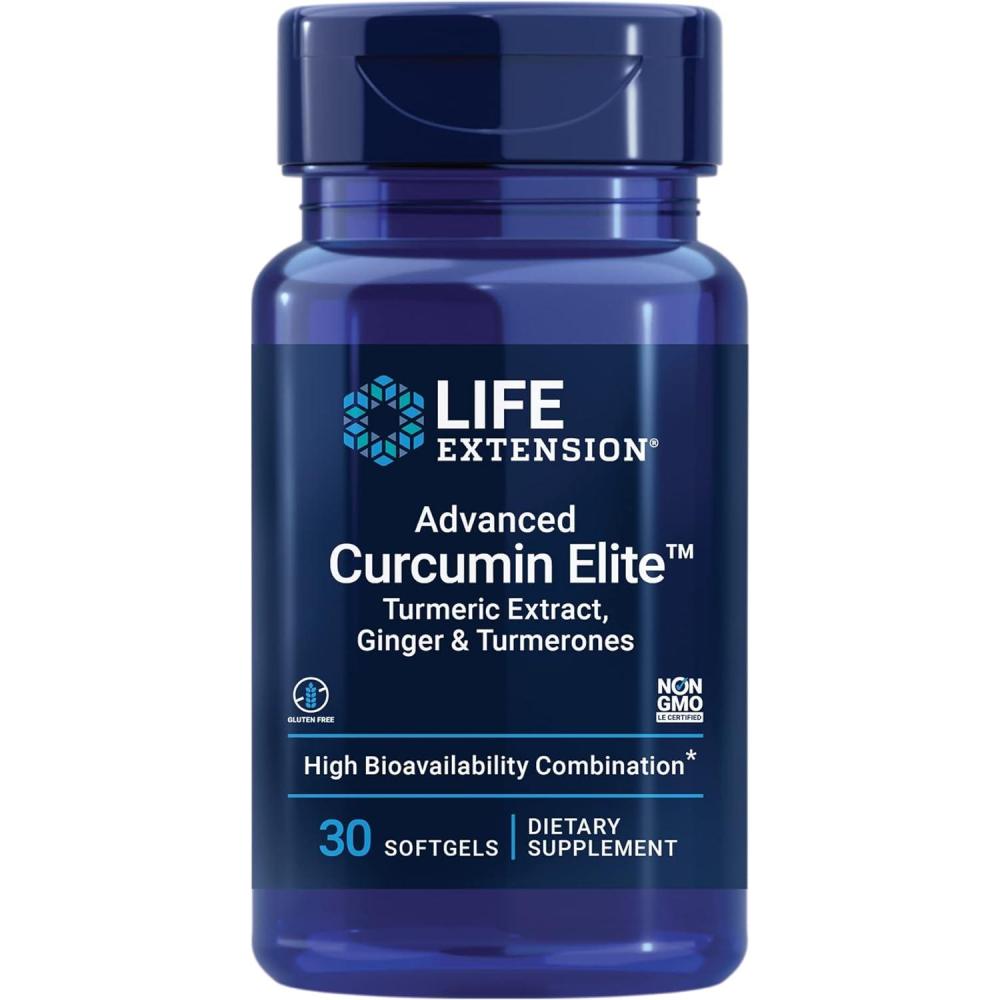 image:imageLife Extension Advanced Curcumin Elite Turmeric Extract Ginger amp Turmerones for Inflammation Health Support and Cardiovascular amp Brain Health GlutenFree NonGMO 30 SoftgelsTurmerones