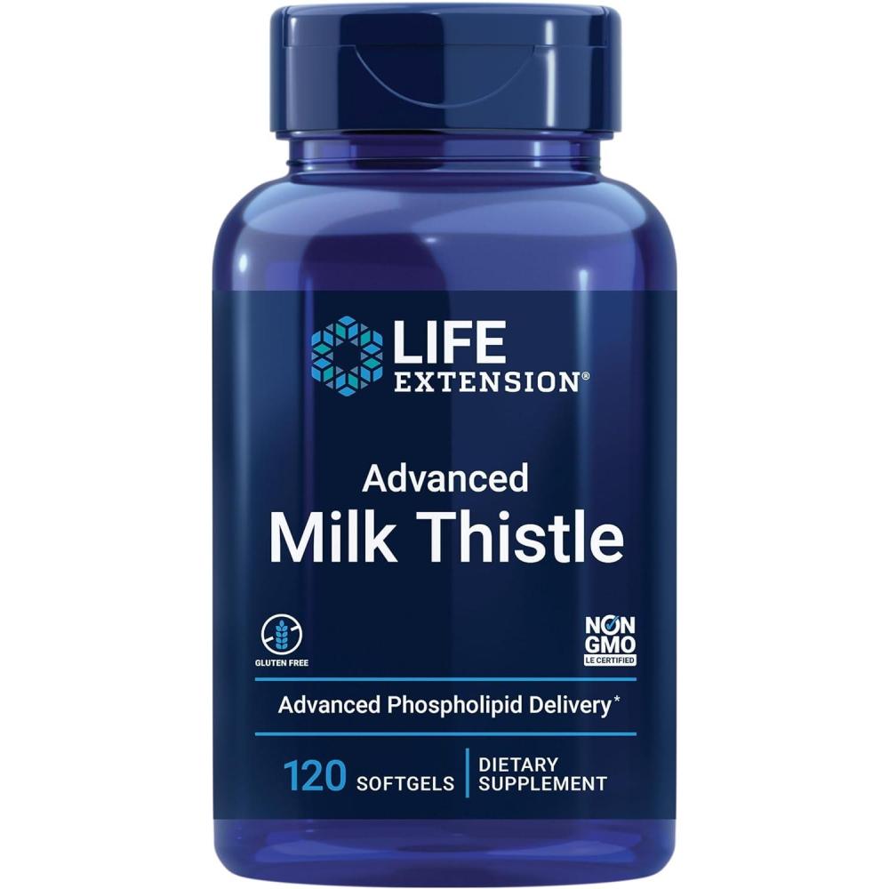 image:imageLife Extension Advanced Milk Thistle Liver Health Supplement Liver Detox Cell Division silymarin silybin bioavailable Gluten Free NonGMO 120 softgels120 Count Pack of 1