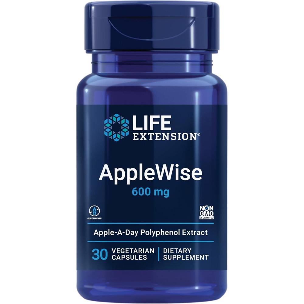 image:imageLife Extension AppleWise Apple polyphenol Extract for Heart Cellular and Colon Health Gluten Free NonGMO Vegetarian 30 Capsules