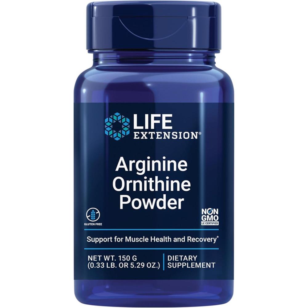 image:imageLife Extension Arginine Ornithine Powder Promotes Muscle Health amp Recovery Gluten Free NonGMO net Weight 150 Grams