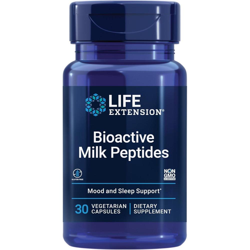 image:imageLife Extension Bioactive Milk Peptides Promotes Relaxation amp Healthy Sleep GlutenFree NonGMO 30 Vegetarian Capsules Pack of 2Unflavored