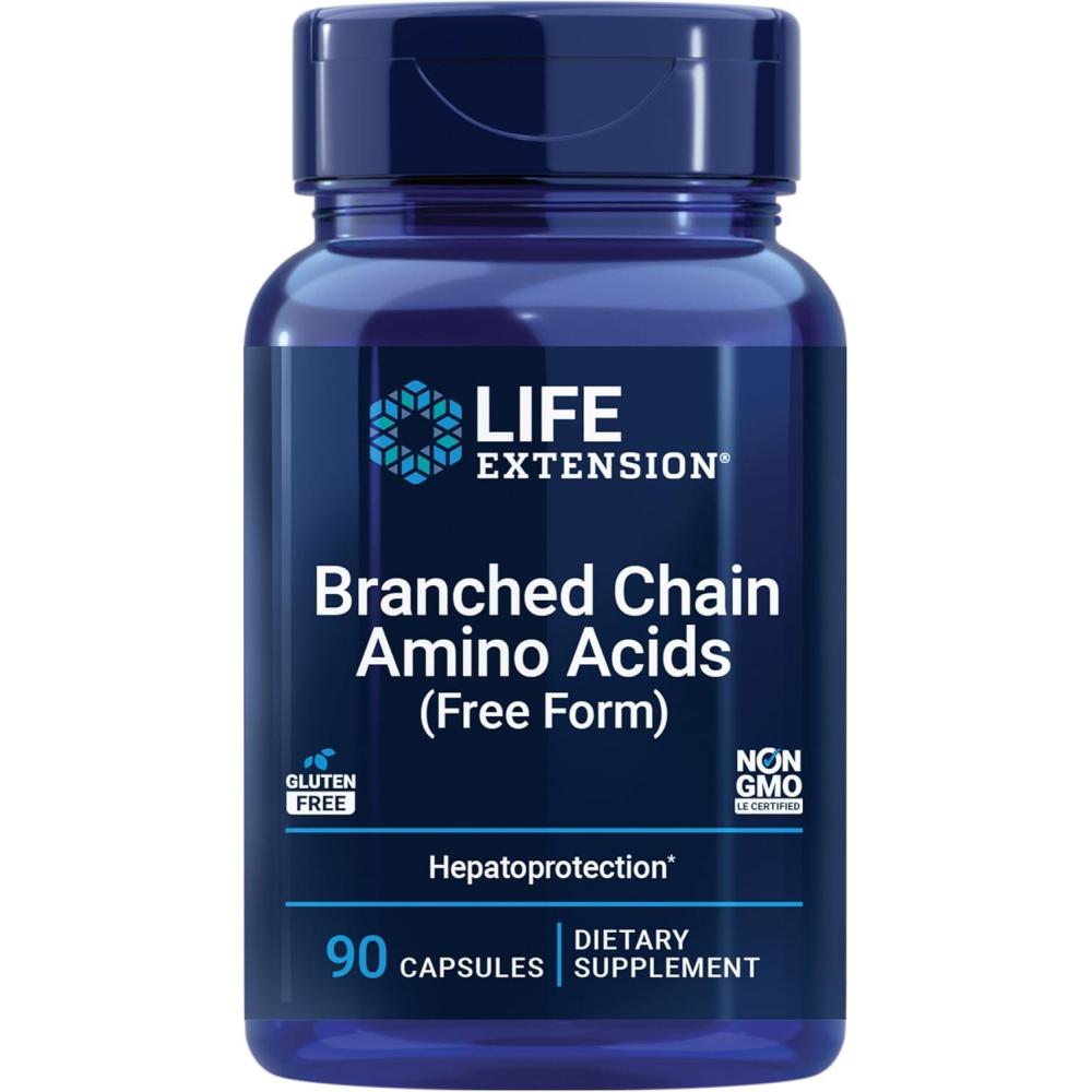 image:imageLife Extension Branched Chain Amino Acids BCAAs leucine isoleucine valine Promotes Muscle Recovery After Exercise GlutenFree NonGMO 90 Capsules