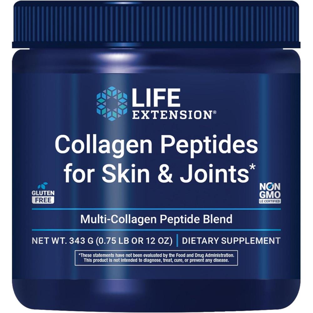 image:imageLife Extension Collagen Peptides for Skin amp Joints Collagen Types I II amp III in an EasyMix Powder Gluten Free NonGMO net Weight 343 Grams