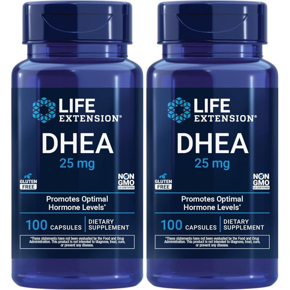 image:imageLife Extension DHEA 25 mg Supplement for Hormone Balance Immune Support Sexual Health Bone amp Cardiovascular Health and AntiAging and Mood Support GlutenFree NonGMO 100 Capsules100 Count Pack of 2