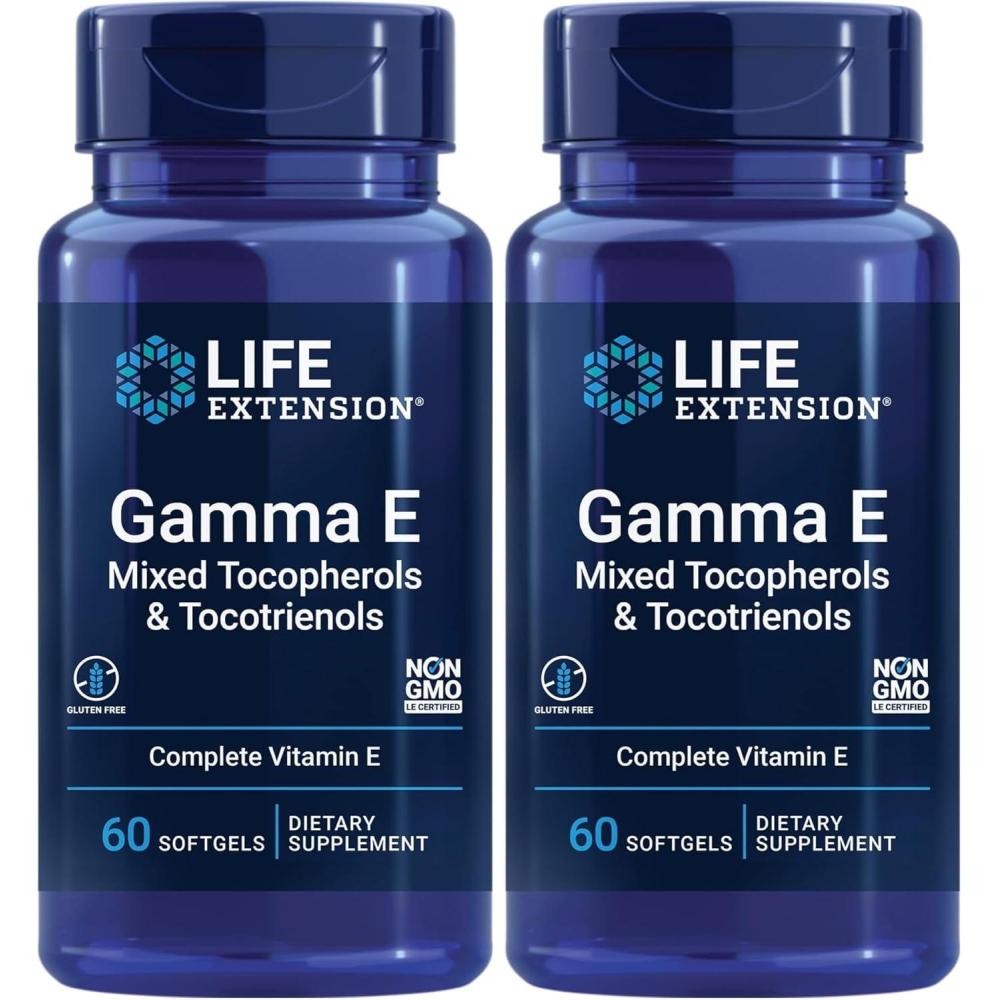 image:imageLife Extension Gamma E Mixed Tocopherols amp Tocotrienols Complete Vitamin E Spectrum Antioxidant Protection NonGMO GlutenFree 60 Softgels60 Count Pack of 2