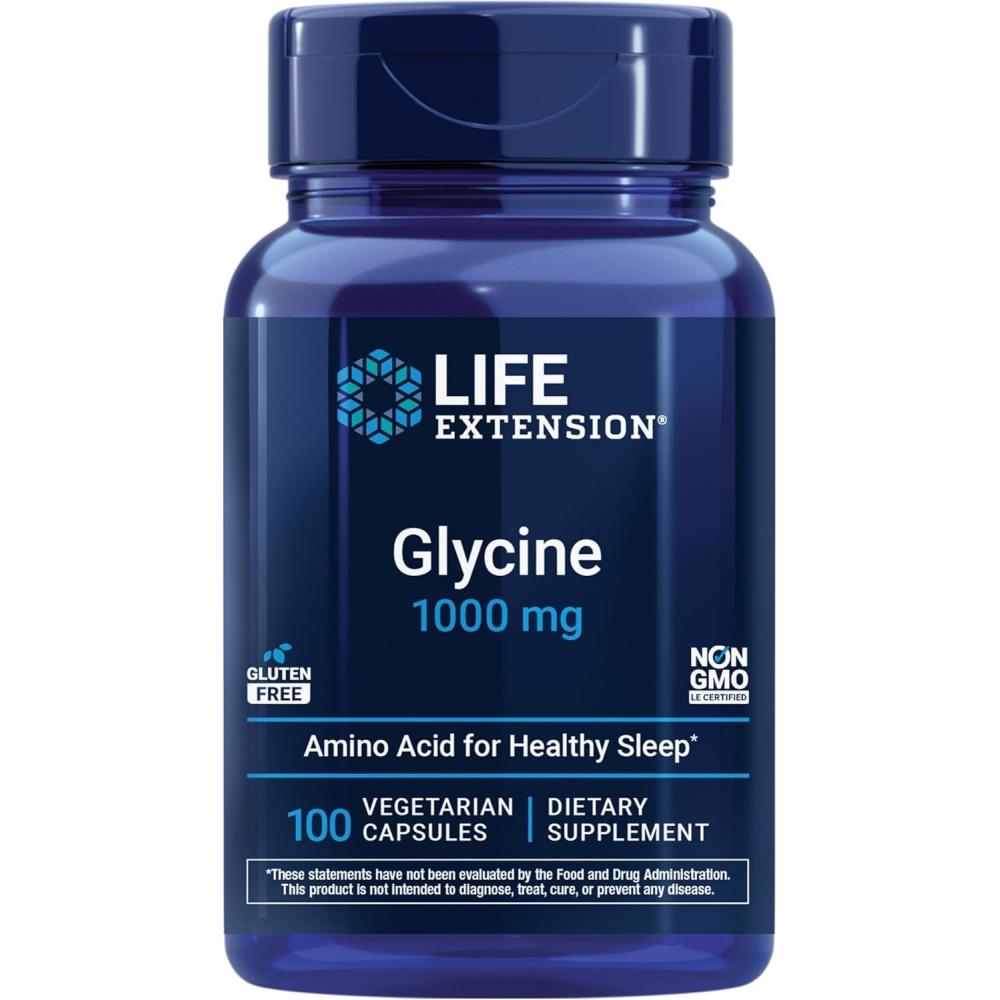 image:imageLife Extension Glycine 1000 mg Amino Acid That Promotes Healthy Sleep GlutenFree NonGMO Vegetarian 100 CapsulesGlycine