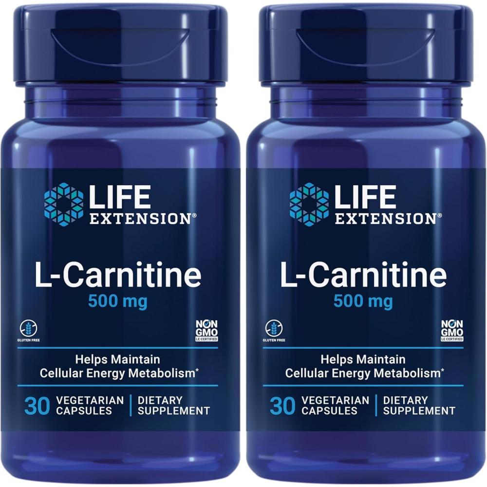 image:imageLife Extension LCarnitine 500 mg Energy Supplement Memory Supplement Free Form Amino Acid Nitric Oxide Support Healthy Blood Pressure GlutenFree NonGMO Vegetarian 30 Capsules30 Count Pack of 2