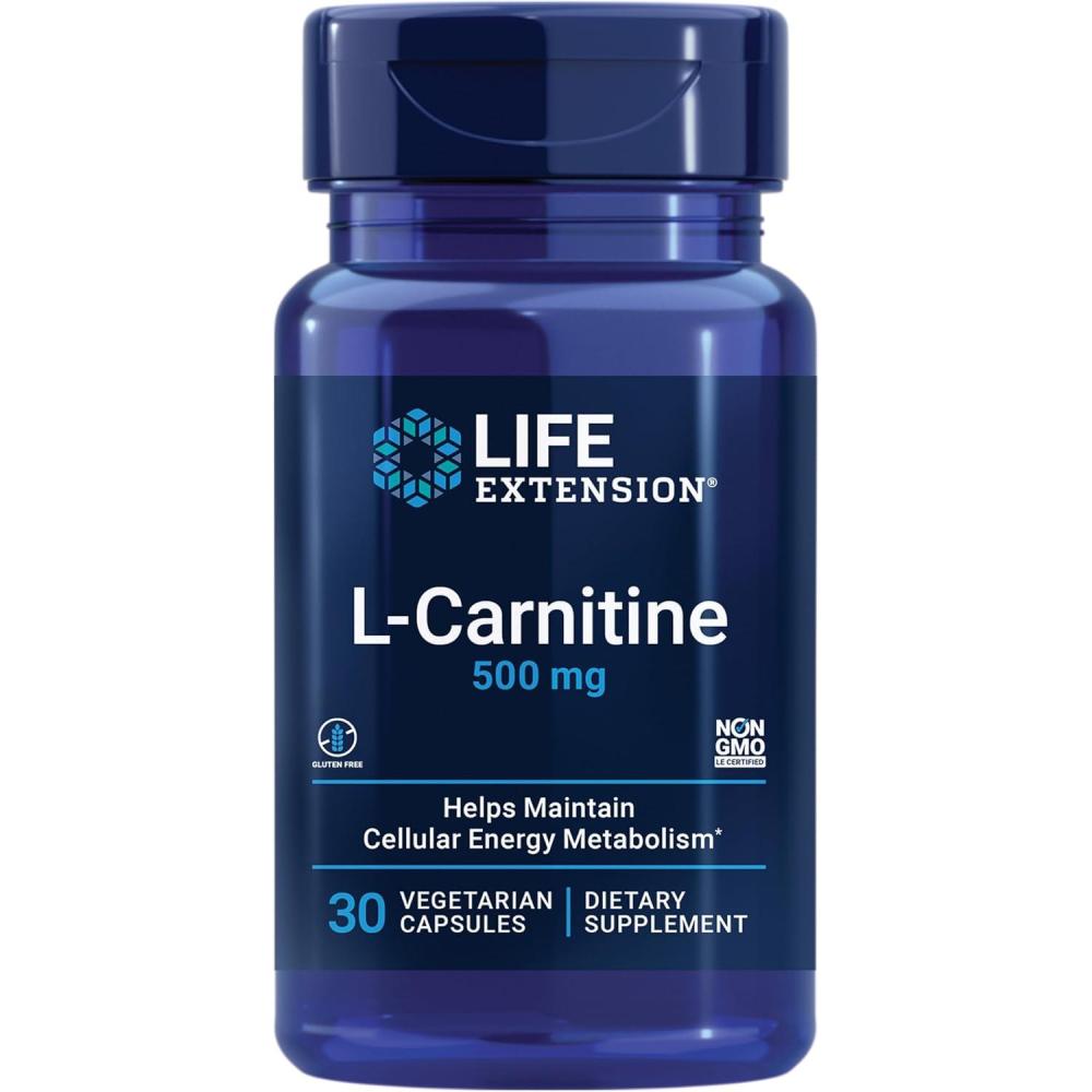 image:imageLife Extension LCarnitine 500 mg Energy Supplement Memory Supplement Free Form Amino Acid Nitric Oxide Support Healthy Blood Pressure GlutenFree NonGMO Vegetarian 30 Capsules30 Count Pack of 1