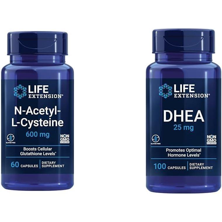 image:imageLife Extension NAcetylLCysteine NAC Immune Respiratory Liver Health NAC 600 mg Potent antioxidant Support Freeradicals Easy to Absorb 60 CapsulesNutritional Supplement DHEA 25 mg
