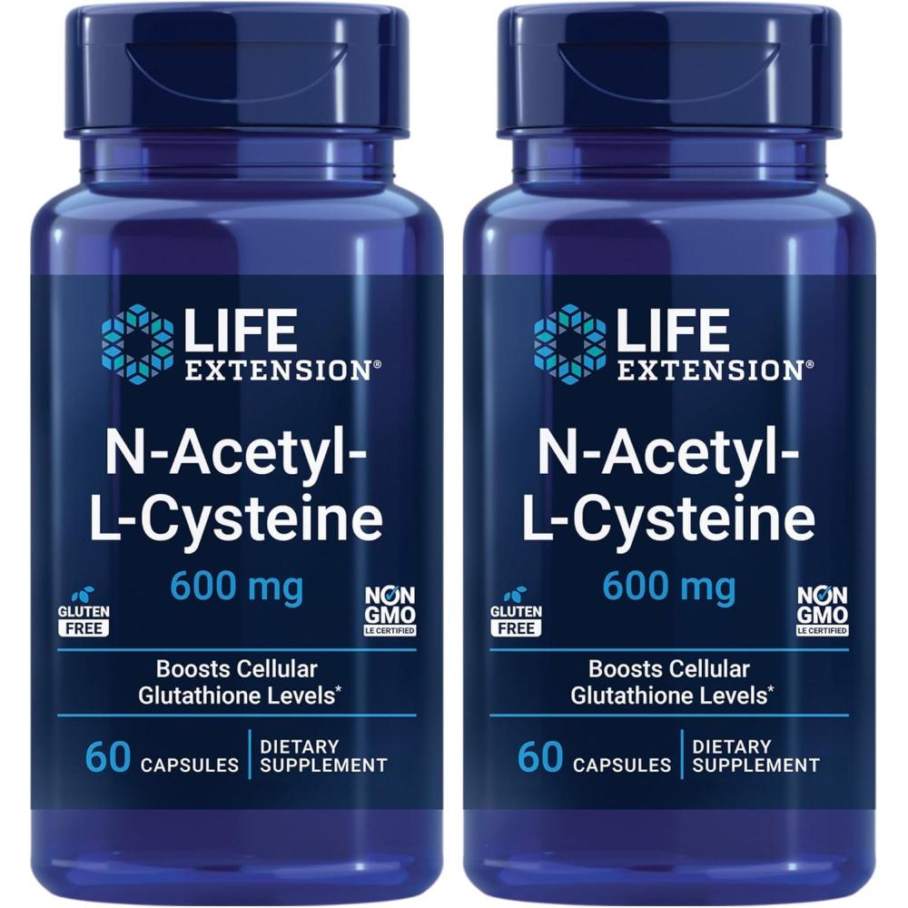 image:imageLife Extension NAcetylLCysteine NAC Immune Respiratory Liver Health NAC 600 mg Potent antioxidant Support Freeradicals Easy to Absorb 60 CapsulesNutritional Supplement Pack of 2