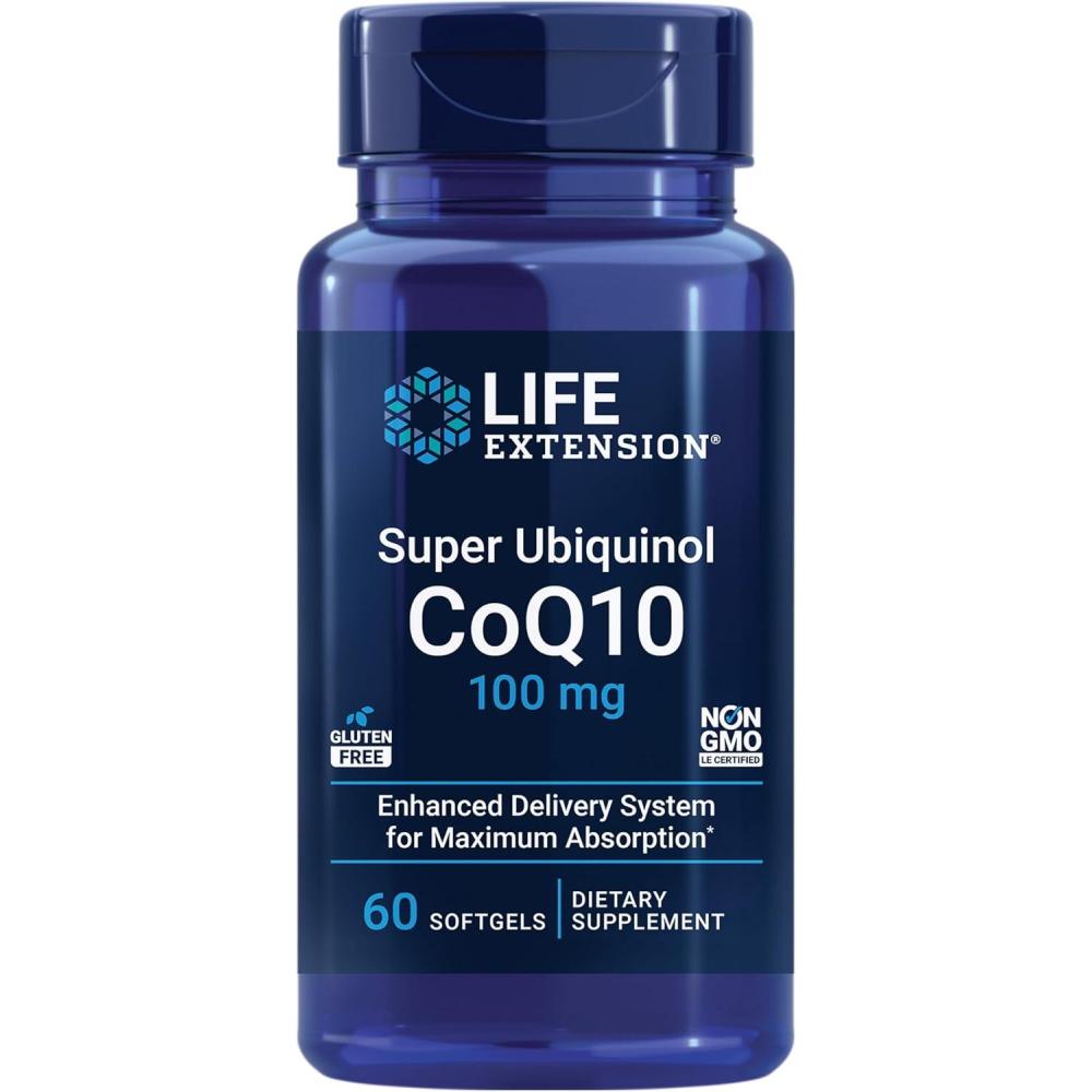 image:imageLife Extension Super Ubiquinol CoQ10 Heart Health Supplement Cell Energy oxidative Stress Defense Maximum Absorption 100 mg NonGMO GlutenFree 60 softgels