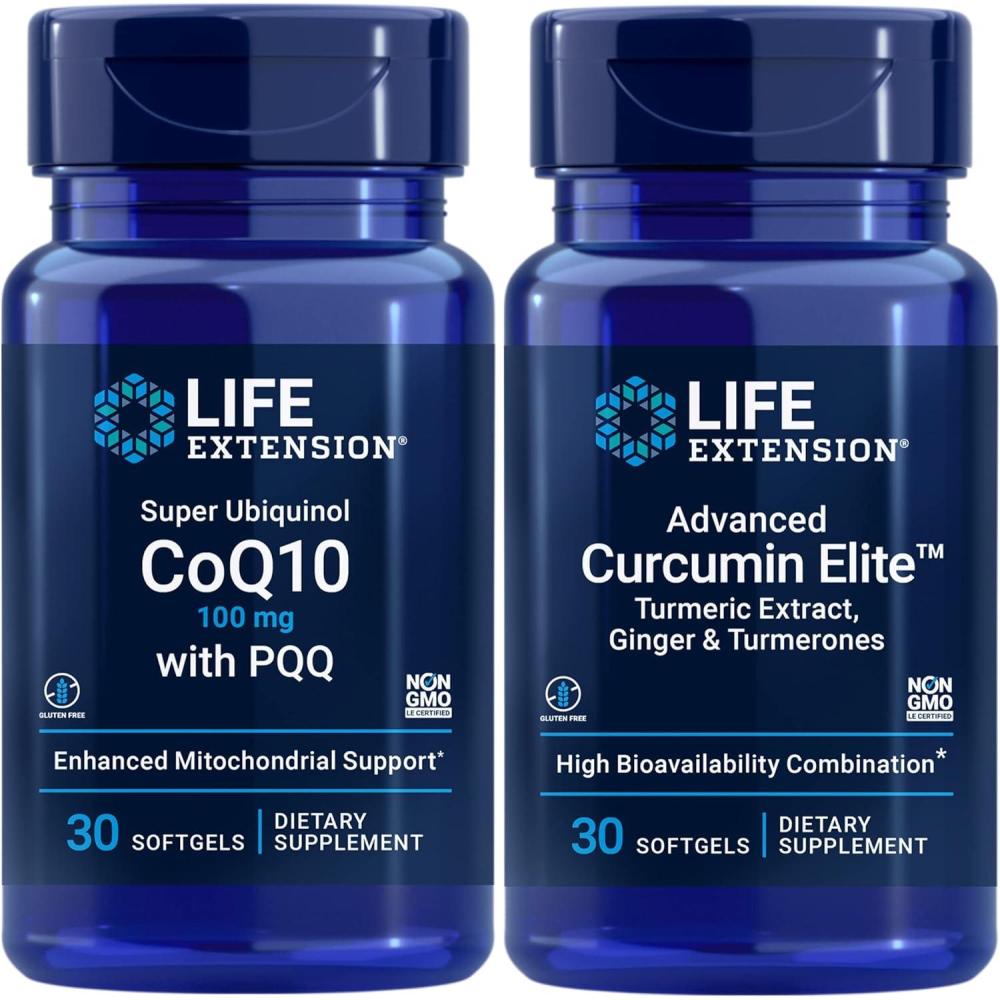 image:imageLife Extension Super Ubiquinol CoQ10 with PQQ 100 mg Advanced Curcumin Elite Turmeric Extract Ginger amp Turmerones Heart amp brain health support healthy inflammatory and immune responses