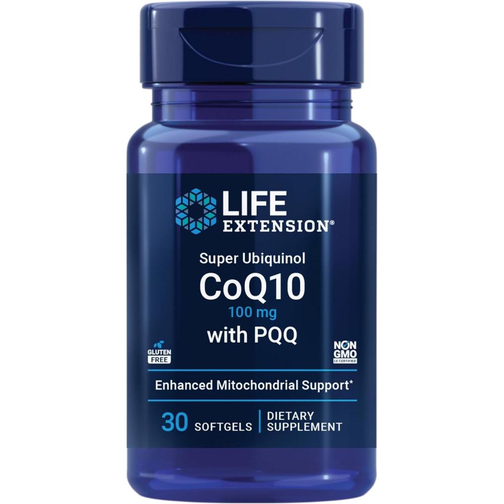 image:imageLife Extension Super Ubiquinol CoQ10 with PQQ coenzyme Q10 pyrroloquinoline Quinone Heart Health Supplement Maximum Absorption 100 mg NonGMO GlutenFree 30 softgels30 Count Pack of 1