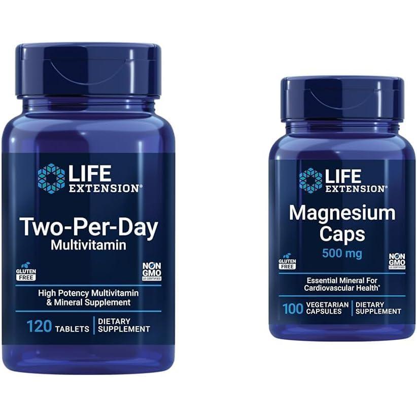 image:imageLife Extension TwoPerDay Multivitamin Packed with Over 25 Vitamins Minerals amp Extracts Vitamins B6 C D Zinc TwoMonth Supply NonGMO GlutenFree 120 TabletsUnflavored Magnesium Caps