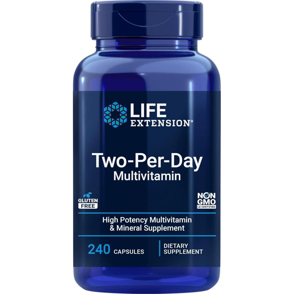 image:imageLife Extension TwoPerDay Multivitamin Vitamins B C D zinc Packed with Over 25 Vitamins Minerals amp extracts TwoMonth Supply NonGMO GlutenFree 120 Capsules240 Count Pack of 1
