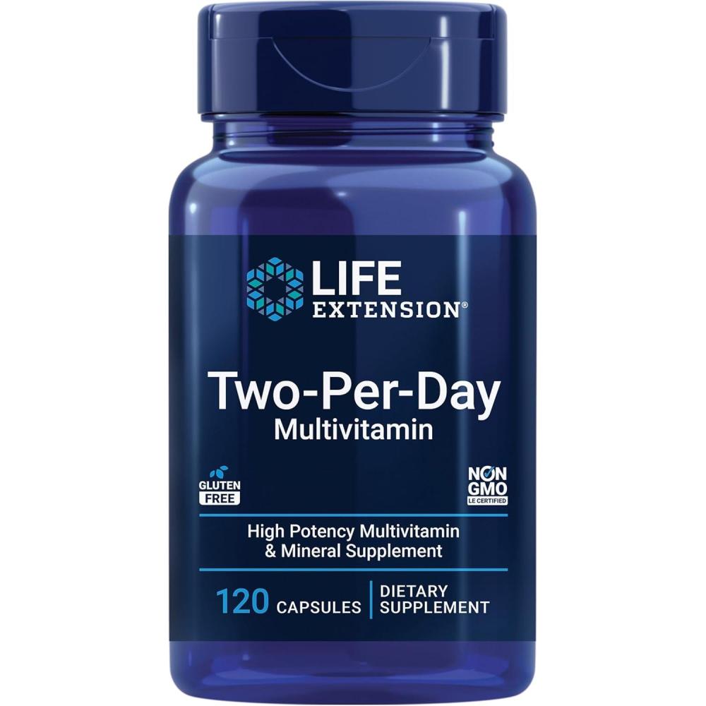 image:imageLife Extension TwoPerDay Multivitamin Vitamins B C D zinc Packed with Over 25 Vitamins Minerals amp extracts TwoMonth Supply NonGMO GlutenFree 120 Capsules120 Count Pack of 1