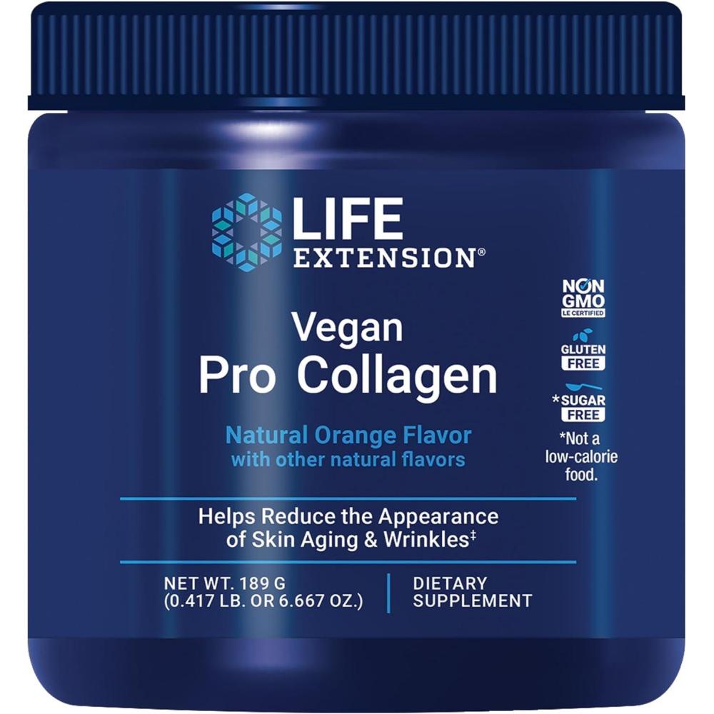 image:imageLife Extension Vegan Pro Collagen Collagen Builder Support Skin Health Type I Collagen Amino acids gotu kola Vitamin C GlutenFree NonGMO Vegan 30 Servings