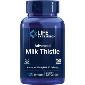 image:imageLife Extension Advanced Milk Thistle Liver Health Supplement Liver Detox Cell Division silymarin silybin bioavailable Gluten Free NonGMO 120 softgels120 Count Pack of 1