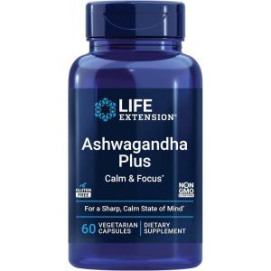 image:imageLife Extension Ashwagandha Plus Calm amp Focus ashwagandha Extract Spearmint Extract Focus Attention Relaxation Advanced Formula 60 Vegetarian Capsules