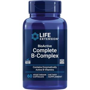 image:imageLife Extension BioActive Complete BComplex Heart Brain and Nerve Support Healthy Energy Metabolism Complete B Complex 60 Vegetarian Capsules60 Count Pack of 1