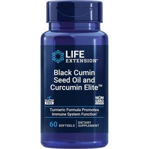 image:imageLife Extension Black Cumin Seed Oil and Curcumin Elite Black Cumin Turmeric Extract Immune Health Support high bioavailability WholeBody Health Gluten Free NonGMO 60 softgels