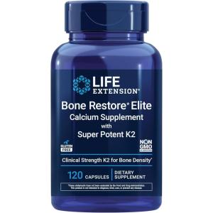 image:imageLife Extension Bone Restore Elite Calcium Supplement with Super Potent K2 Calcium Vitamin D3 Magnesium Boron zinc Vitamin K2 for Bone Health GlutenFree NonGMO 120 Capsules