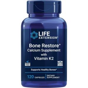 image:imageLife Extension Bone Restore with Vitamin K2  Bone Health Supplement for Strong Bones  3 Types of Absorbable Calcium Vitamins D3 and K2 Minerals  GlutenFree NonGMO  120 Capsules120 Count Pack of 1