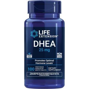 image:imageLife Extension DHEA 25 mg  Hormone Balance Supplement Memory Muscle Health Bone Health Mens Health Womens Health GlutenFree NonGMO Vegetarian 100 DissolveinMouth Tablets100 Count Pack of 1