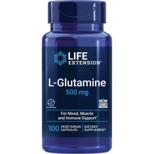 image:imageLife Extension LGlutamine 500 mg Lglutamine Amino Acid Supports Muscle Health and Immune Health GlutenFree NonGMO 100 Vegetarian Capsules100 Count Pack of 1