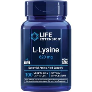 image:imageLife Extension LLysine 620 mg Essential Amino Acid for Healthy nitrogen Balance Calcium Metabolism Stress Response amp More GlutenFree NonGMO Vegetarian 100 Capsules100 Count Pack of 1